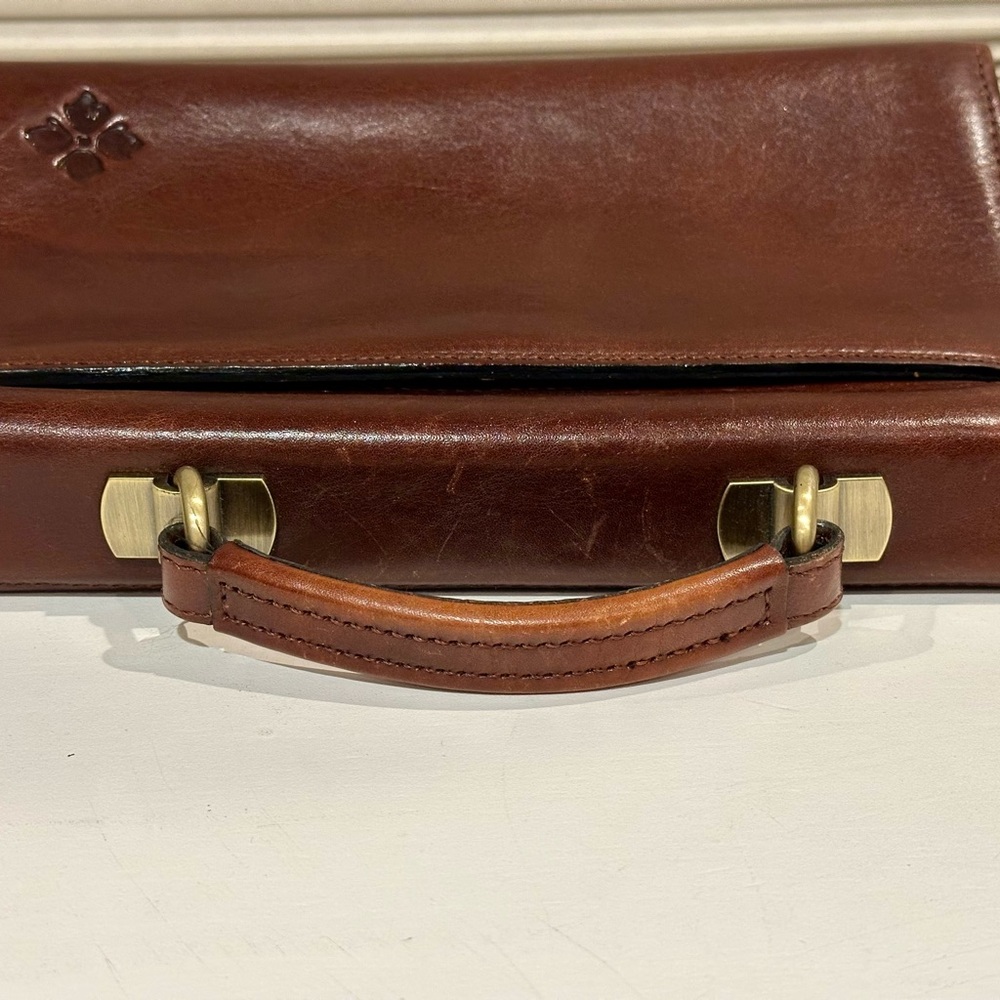Patricia Nash Floral Embossed Brown Leather Handbag - Picture 3 of 8